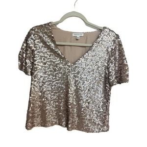 Socialite "Sequin V-Neck Top Champagne/Gold